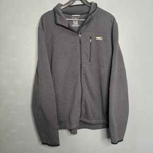 LL Bean Jacket Mens XXL Green Sweater Fleece Full Zip Slightly Fitted Outdoor